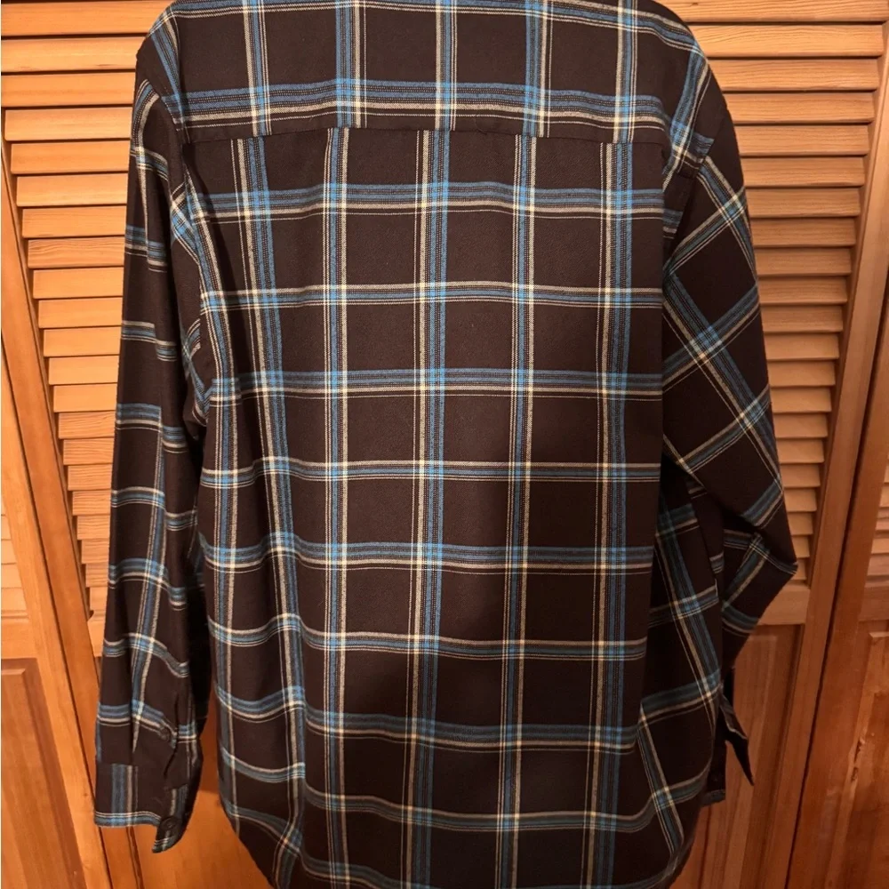 DIXXON Brown and Blue Plaid Casual Button Down Shirt - Picture 3 of 3